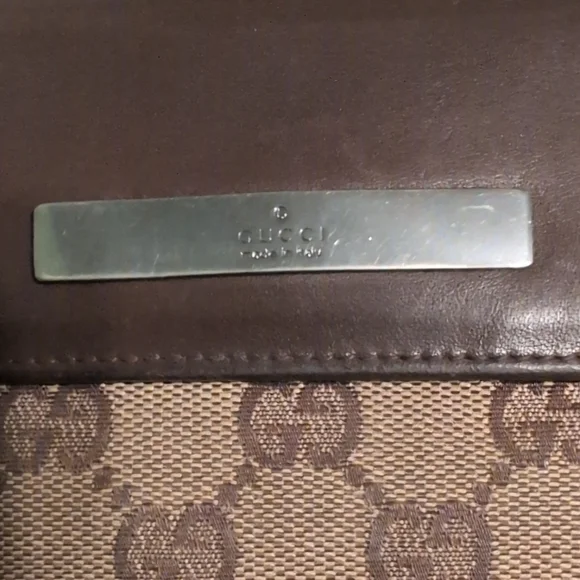 Gucci Signature Brown and Cream Clutch Vintage Italy Wallet - Picture 2 of 16